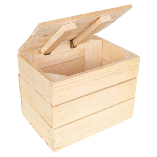 Robuuste Grenenhouten Kist met Versterkt Deksel