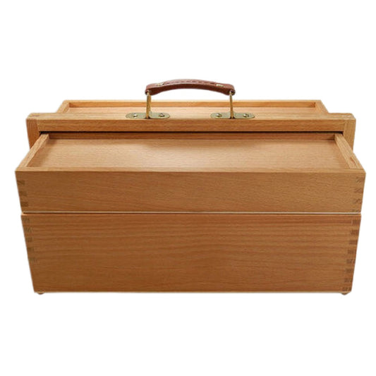 Luxe Houten Gereedschapskist met Lederen Handvat en Lade
