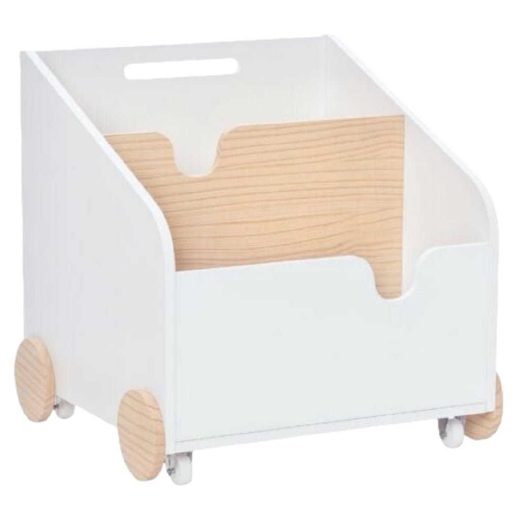 Verrijdbare Houten Speelgoedkist voor Kinderen - Wit/Naturel